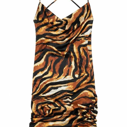 ASOS DESIGN Brown Slip Dress UK 8 - Animal Print