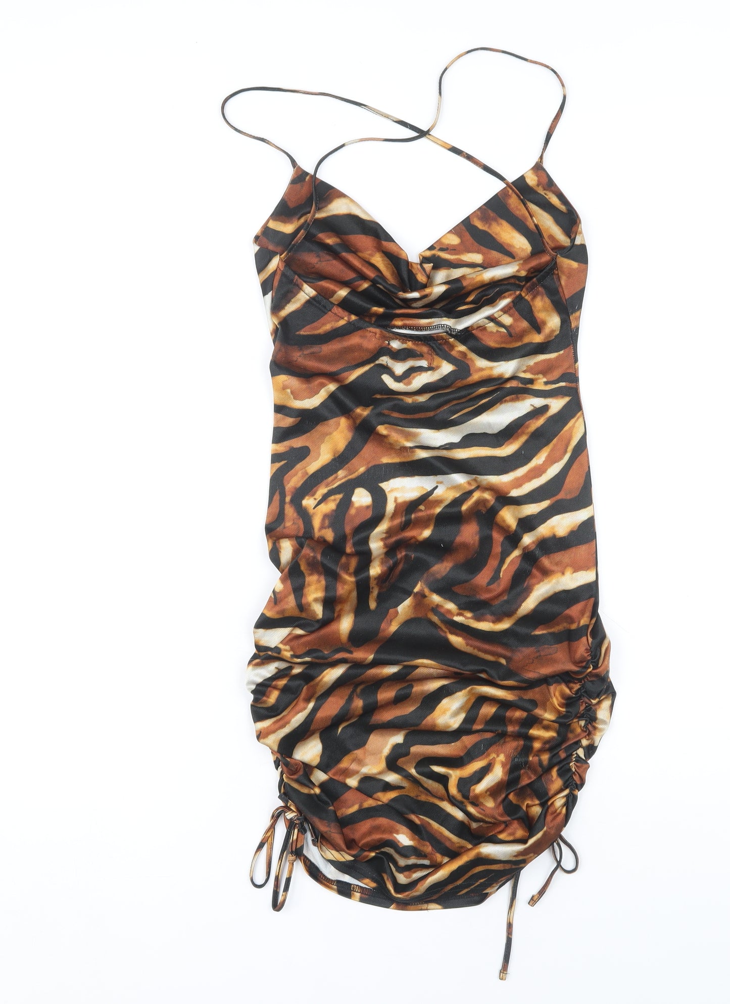 ASOS DESIGN Brown Slip Dress UK 8 - Animal Print
