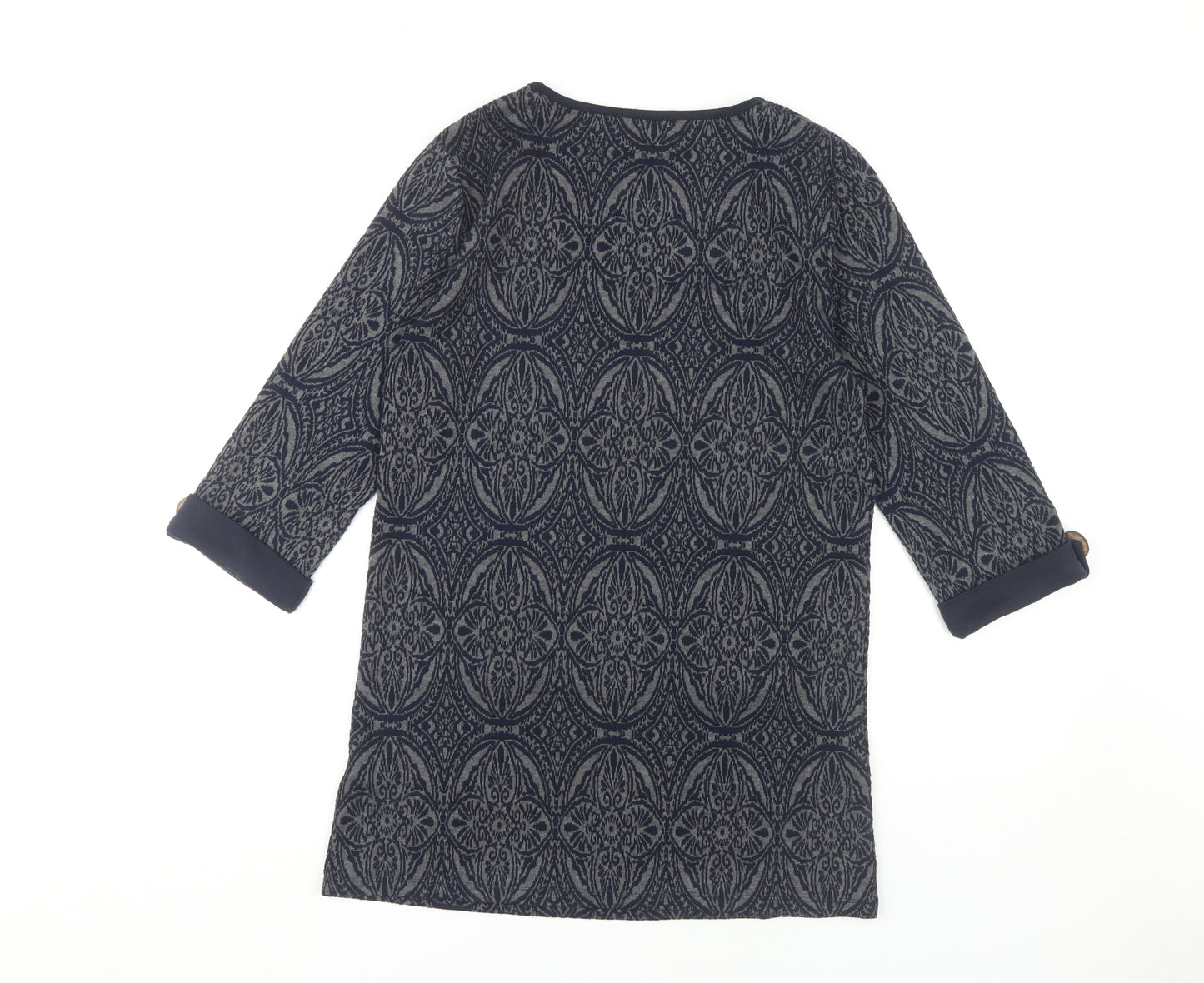 Lakeland Women's Blue Geometric Shift Dress, S, 3/4 Sleeve