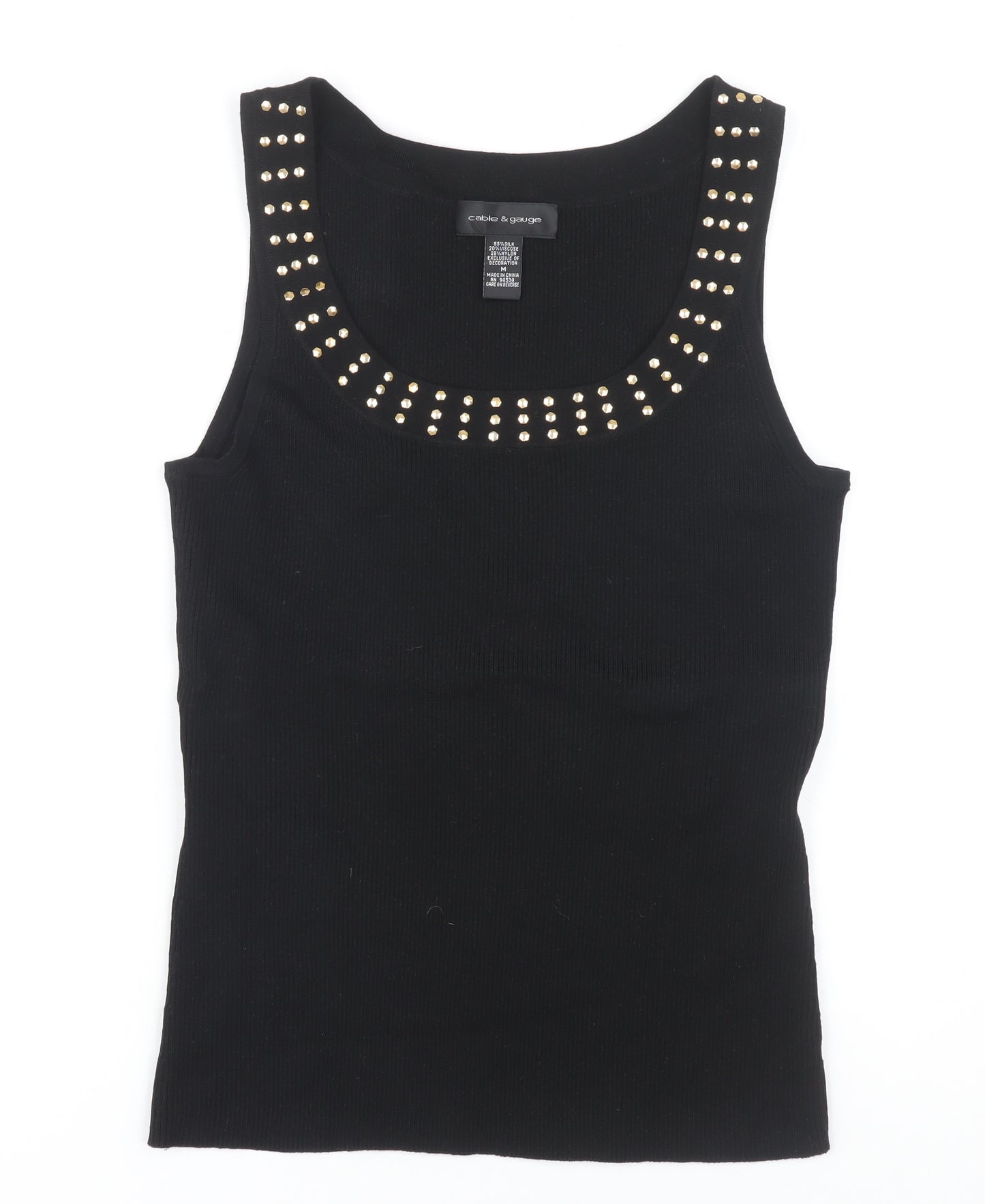 Cable & Gauge Women's Black Studded Tank Top - M