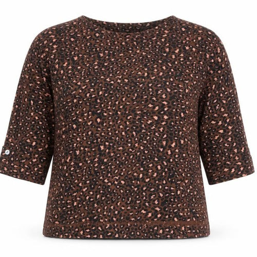 Monsoon Women's Brown Animal Print Top, Size L, 3/4 Sleeve