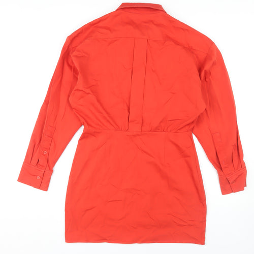 Zara Red Women's Size 14 Collared Shirt Dress