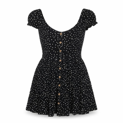 Brave Soul Women's Black Polka Dot Short Dress