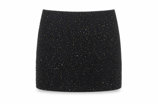 Front view of Oasis Women’s Black Sequin Mini Skirt - XS