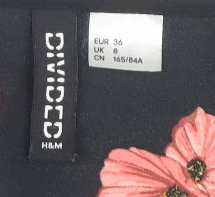 H&M Women’s Black Floral Wrap Blouse - Size 8