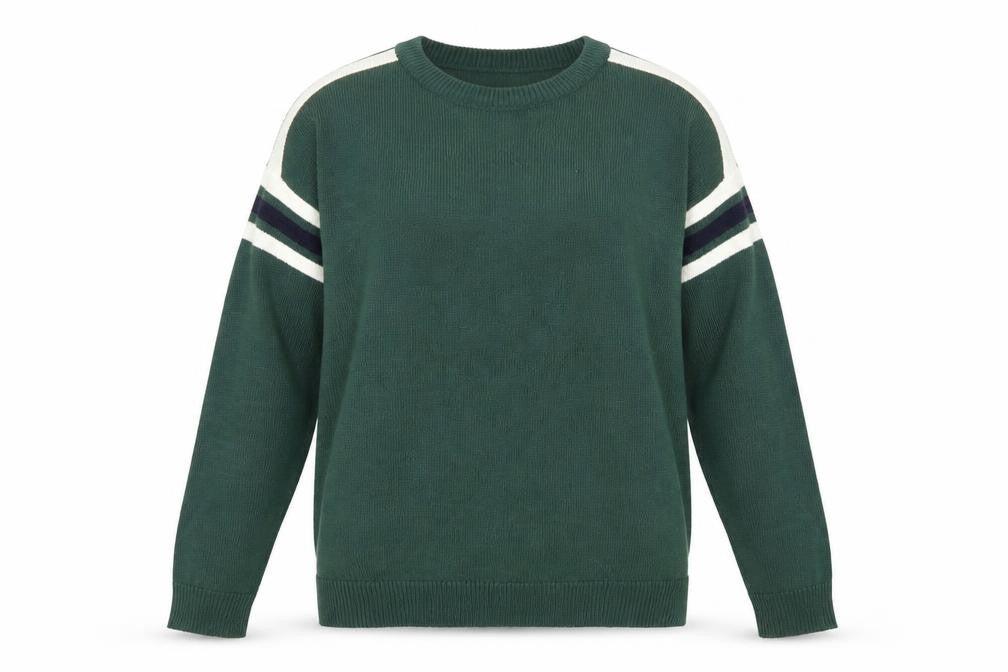 Pull&Bear Women's Green Striped Jumper Size S