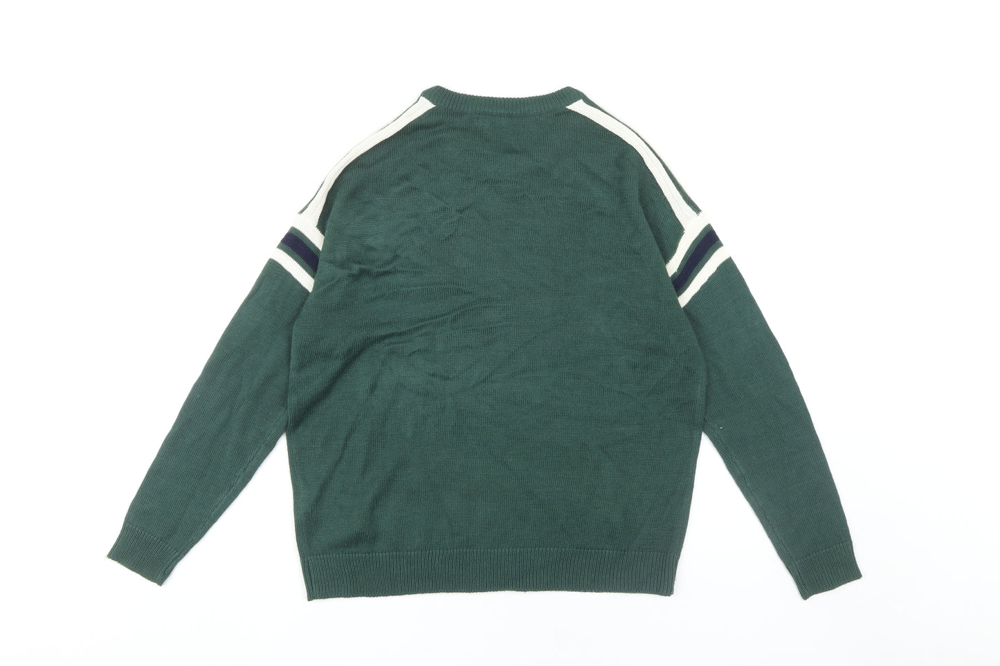 Pull & Bear Women's Green Striped Jumper Size S