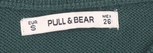 Pull & Bear Women's Green Striped Jumper Size S