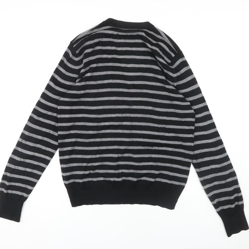 Zara Man Men's XL Black Striped Cardigan