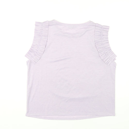 ZARA Women's Purple Ruffle Sleeve T-Shirt XL