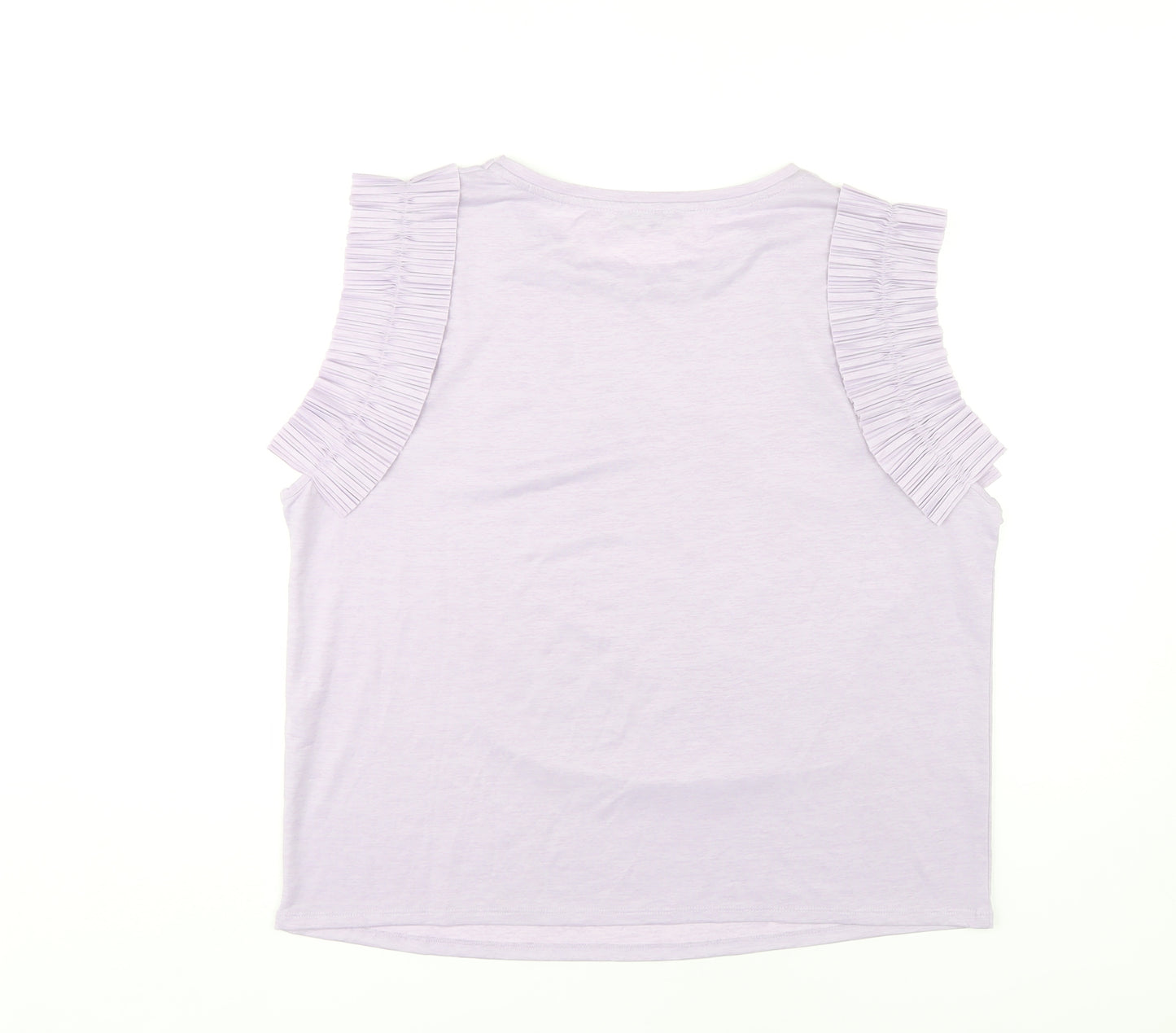 ZARA Women's Purple Ruffle Sleeve T-Shirt XL