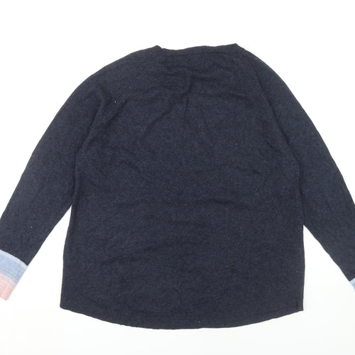 White Stuff Women's Blue Heart Pullover, Size 18, Knit Jumper