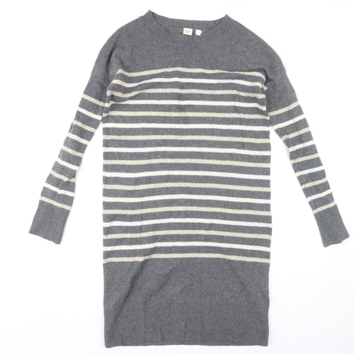 GAP Women's Grey Striped Jumper Dress, Size S, Classic Style