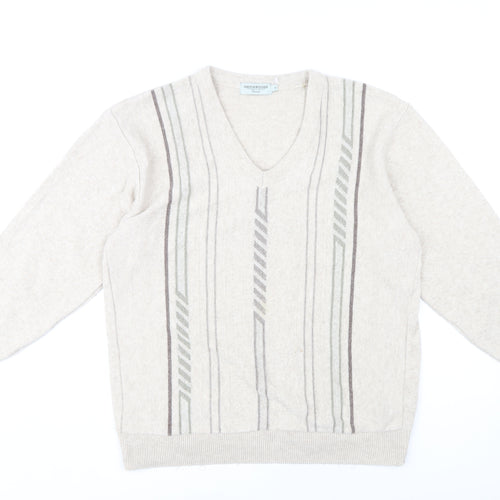 Greenwoods Men's Beige V-Neck Pullover Jumper M