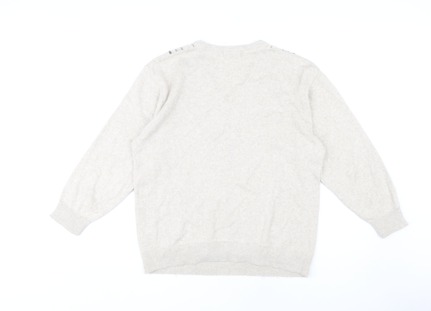 Greenwoods Men's Beige V-Neck Pullover Jumper M