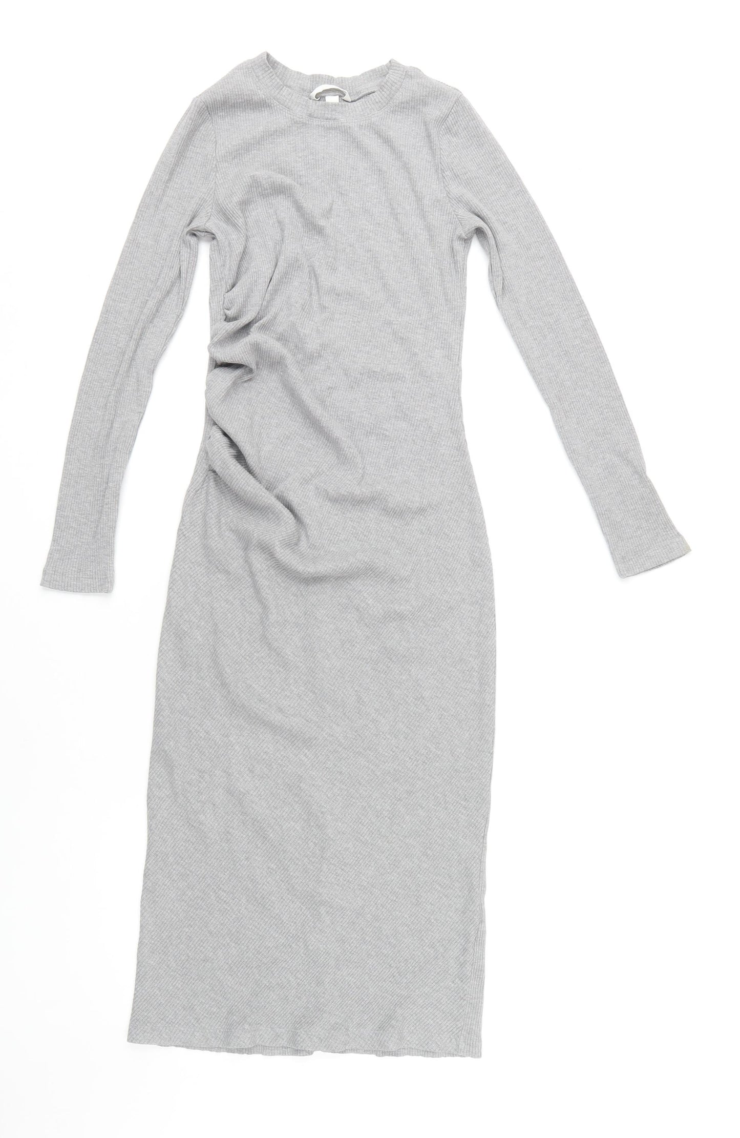 H&M Women's Grey Midi Sheath Dress, Size M
