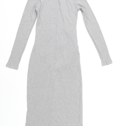 H&M Women's Grey Midi Sheath Dress, Size M