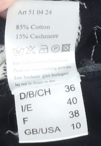 Golfino Women's Black Argyle Full Zip Jumper Size 10