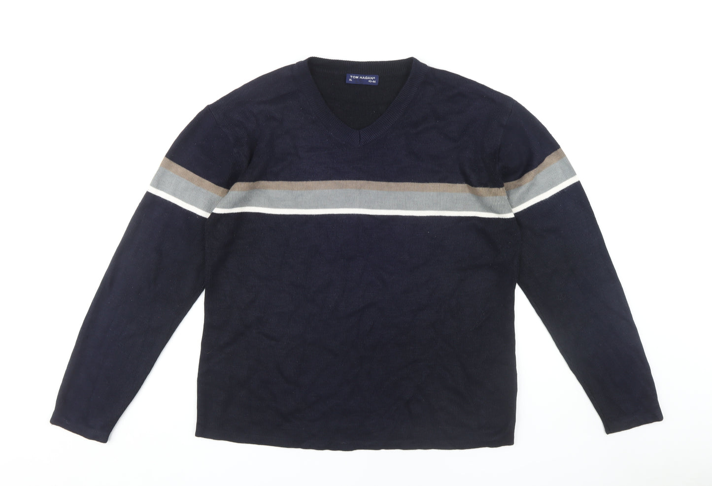 Tom Hagan XL Men's Black V-Neck Pullover Jumper