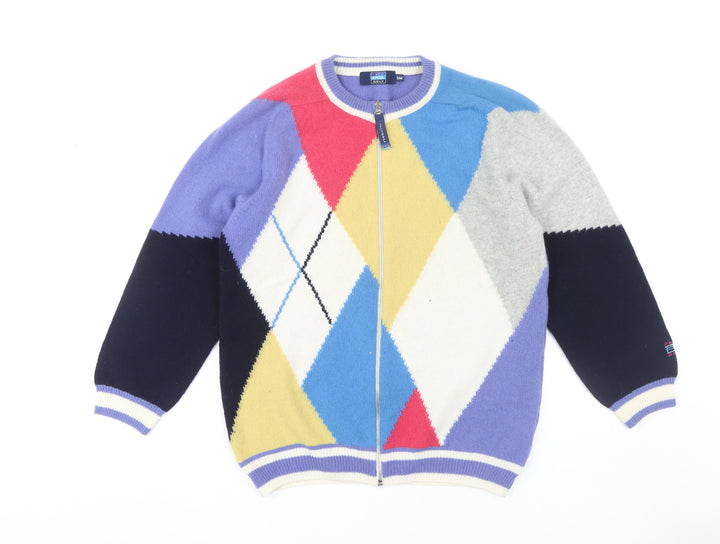 Paco Men's Multicoloured Argyle Full Zip Jumper S