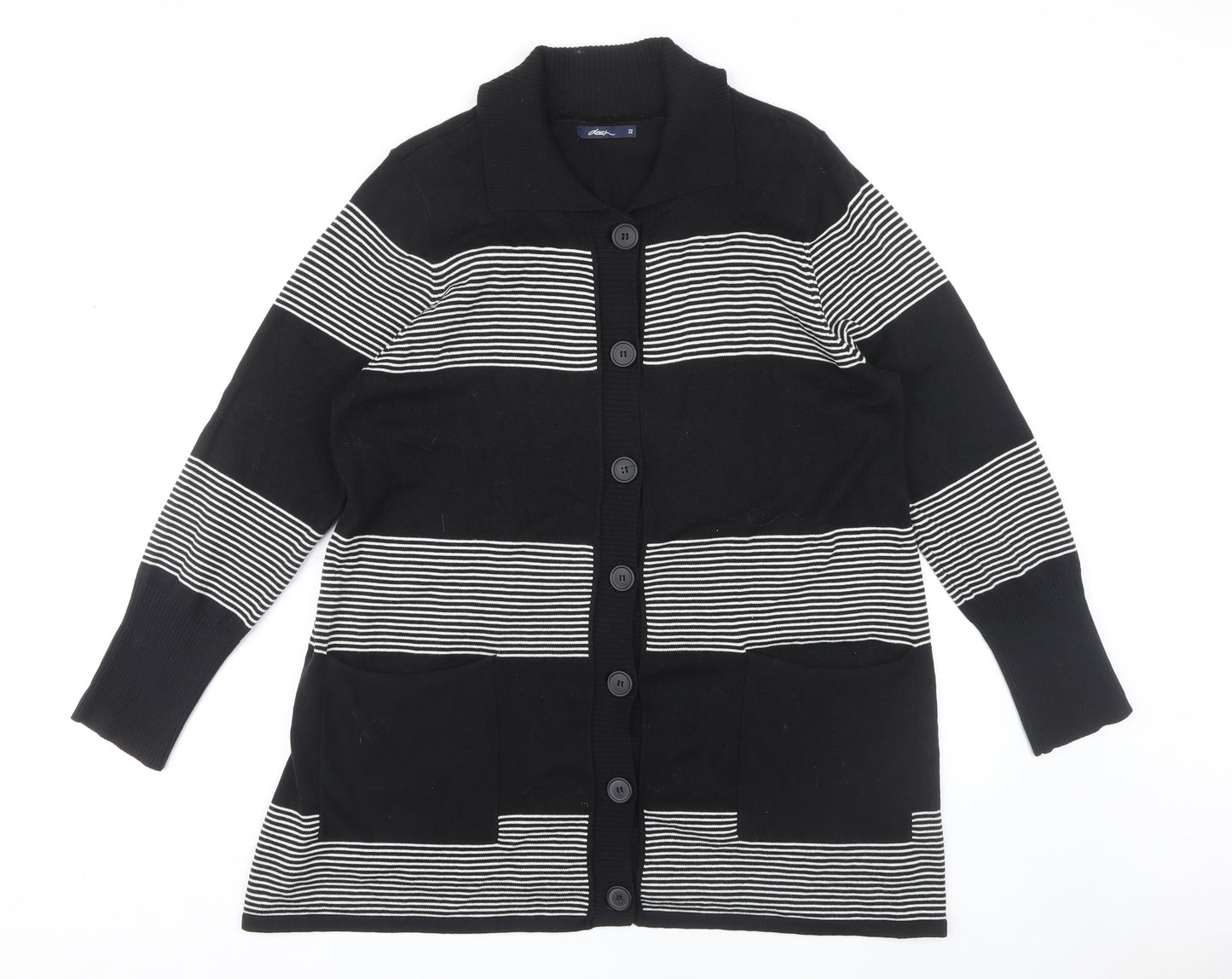 Dash Women's Black Striped Cardigan Size 22 Plus