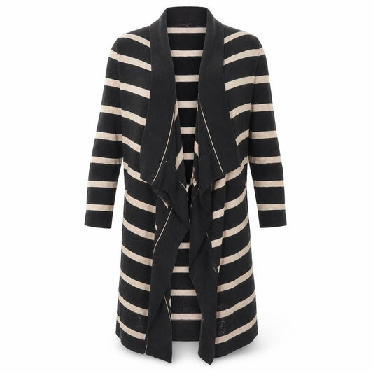 Front view of Principles Women's Black Cardigan, size 14, Striped