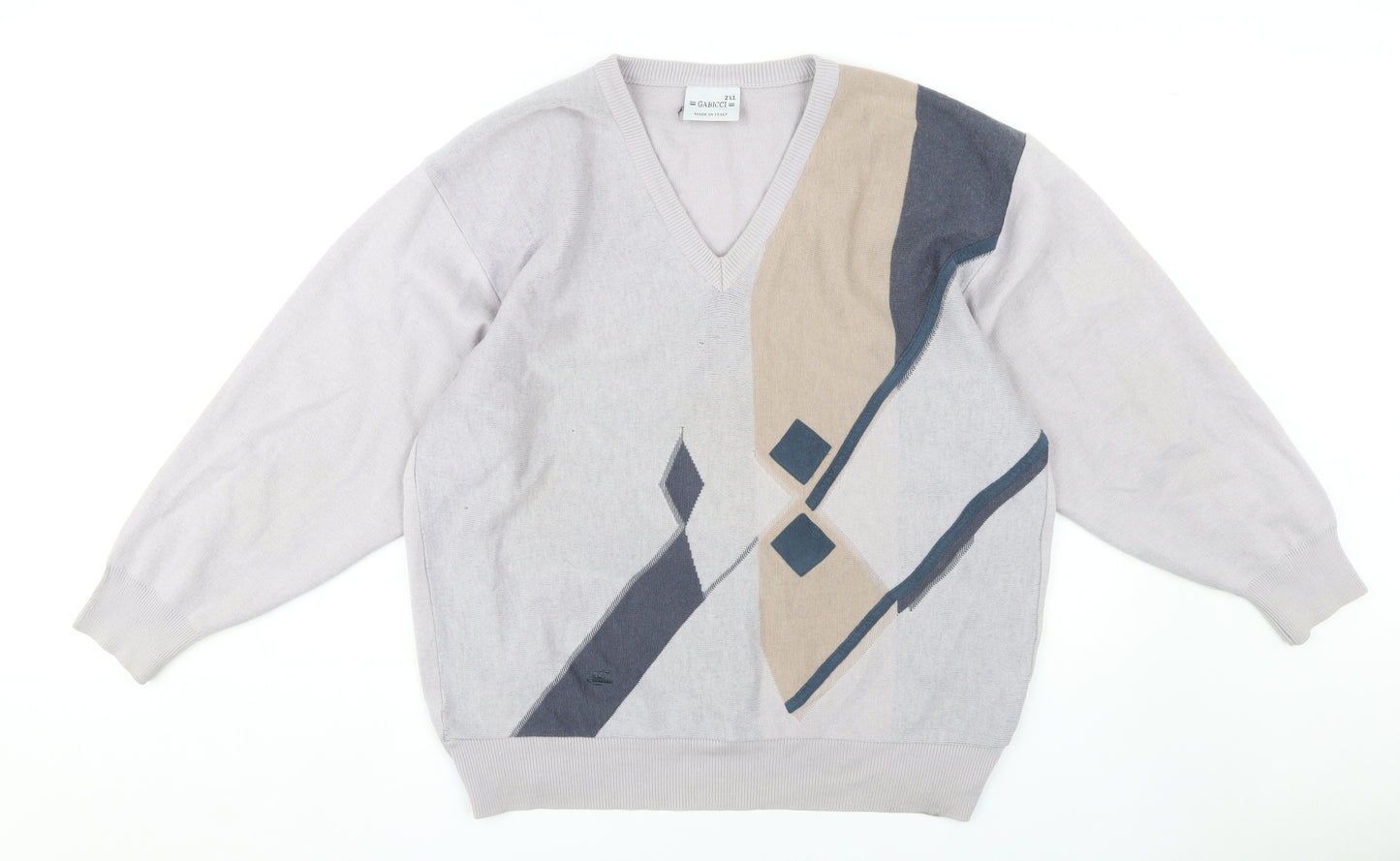 Gabicci Men's Grey 2XL V-Neck Pullover Jumper