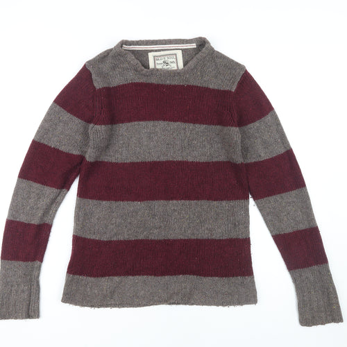 Brave Soul Men's Multicoloured Striped Pullover Jumper L