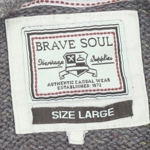 Brave Soul Men's Multicoloured Striped Pullover Jumper L