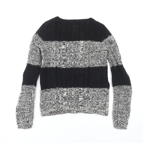 Gap Women's Black Striped Pullover Jumper - S, Cable-Knit