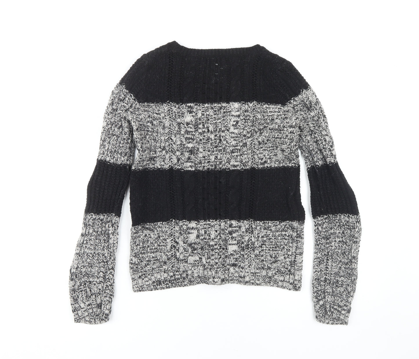 Gap Women's Black Striped Pullover Jumper - S, Cable-Knit