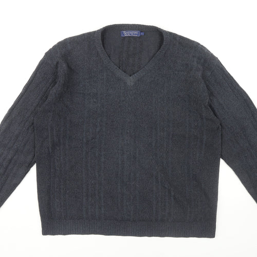 Savatinni Men’s Grey Cable-Knit Pullover Jumper L