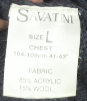 Savatinni Men’s Grey Cable-Knit Pullover Jumper L