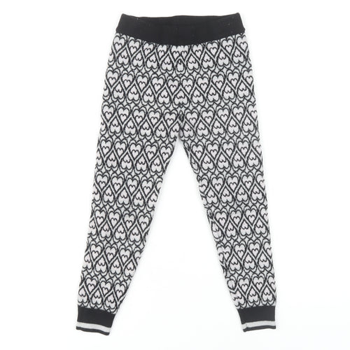 River Island Girls Black Ankle Leggings 7-8 Years Geometric Pattern