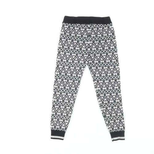 River Island Girls Black Ankle Leggings 7-8 Years Geometric Pattern