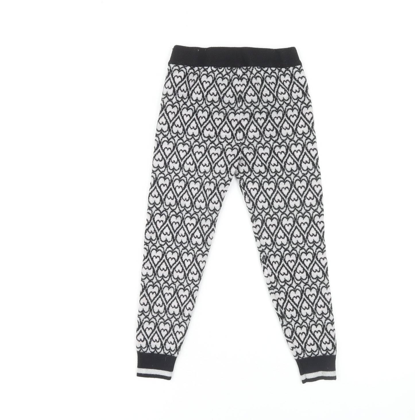 River Island Girls Black Ankle Leggings 7-8 Years Geometric Pattern