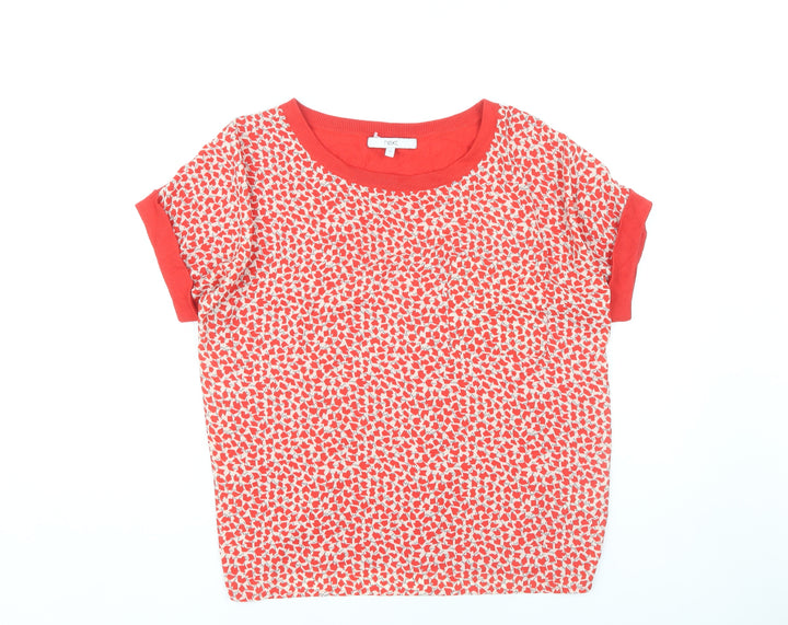 Next Women's Red Floral T-Shirt Size 12 Regular Fit