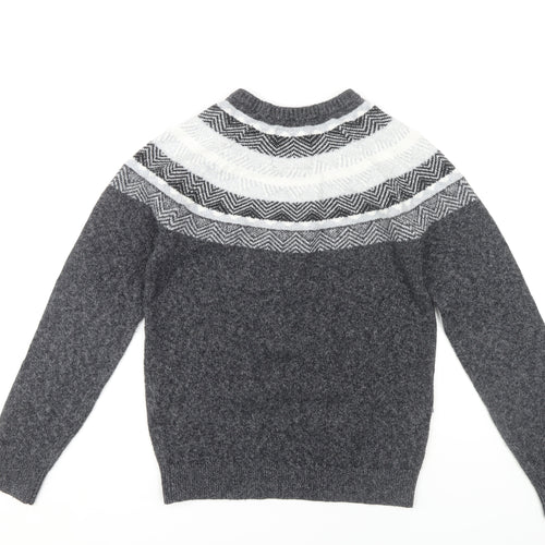 Hollister Men's Grey XS Pullover Jumper, Geometric Pattern