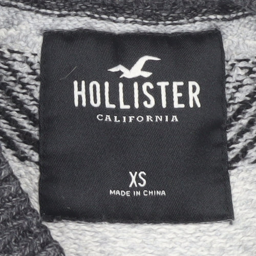 Hollister Men's Grey XS Pullover Jumper, Geometric Pattern