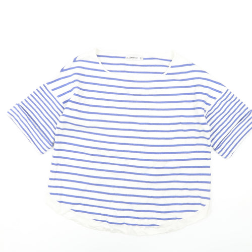 Zara Women's Blue White Striped Knit T-Shirt Size 12