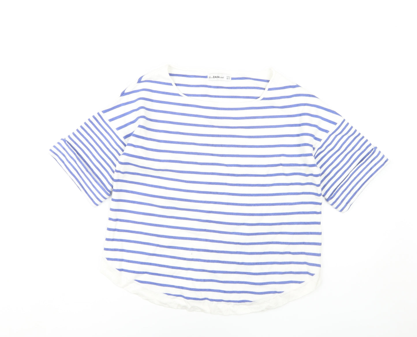 Zara Women's Blue White Striped Knit T-Shirt Size 12