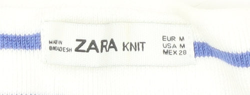 Zara Women's Blue White Striped Knit T-Shirt Size 12