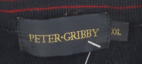 Peter Gribby Men's Blue 2XL Cable-Knit Sweater