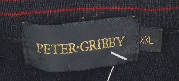 Peter Gribby Men's Blue 2XL Cable-Knit Sweater