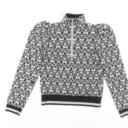 River Island Girls Black Heart Pattern Jumper 7-8 Years