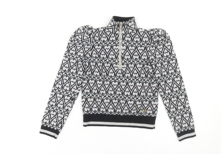 River Island Girls Black Heart Pattern Jumper 7-8 Years