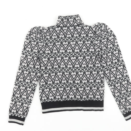 River Island Girls Black Heart Pattern Jumper 7-8 Years