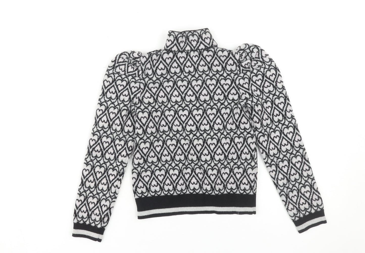 River Island Girls Black Heart Pattern Jumper 7-8 Years