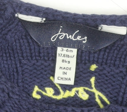 Joules Baby Cardigan Blue Clouds 3-6 Months Unisex Fun Design