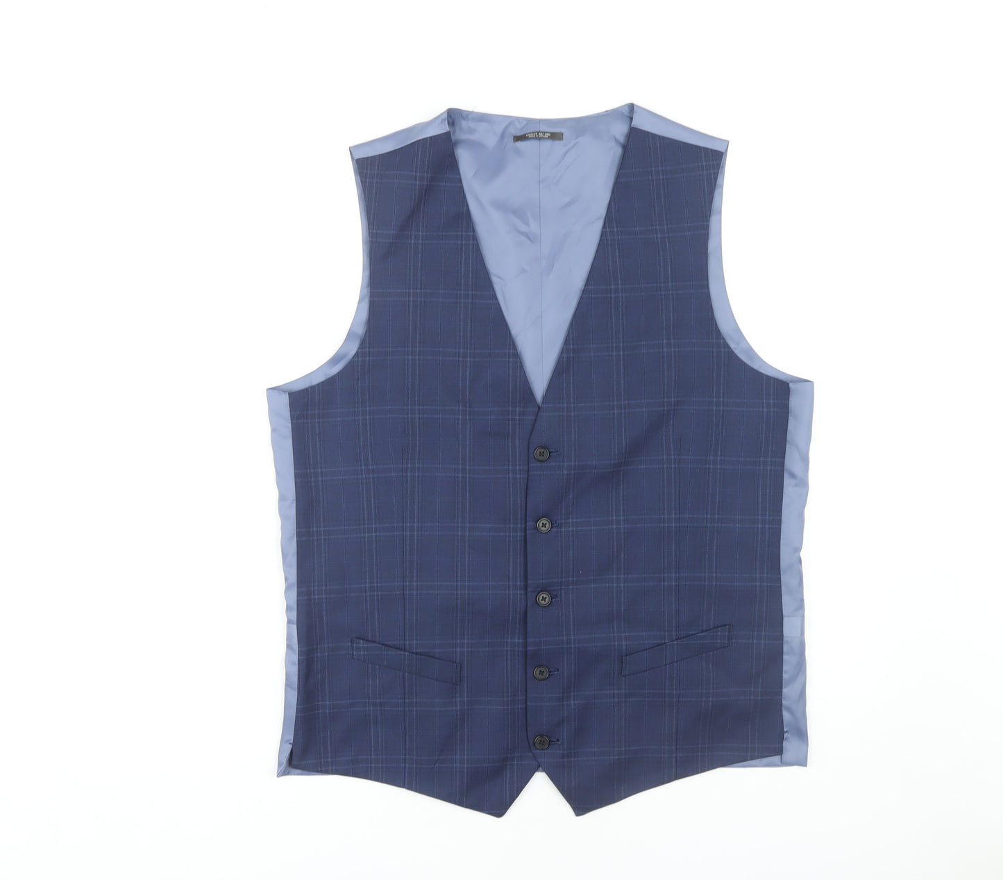 Marks and Spencer Men's Blue Check Waistcoat 42R